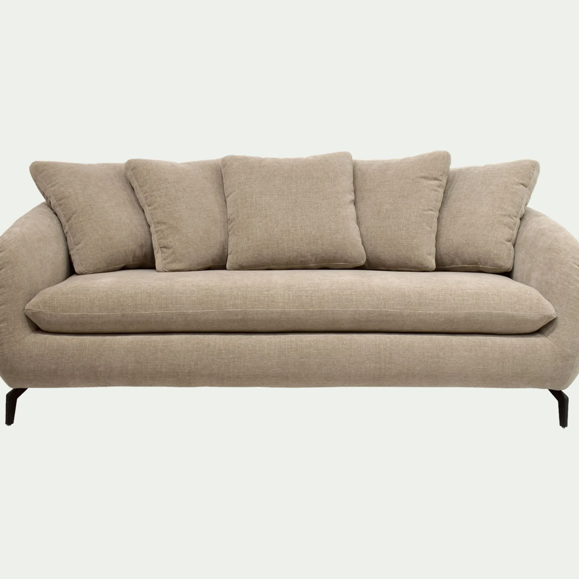 Canapé 3 places convertible en tissu doux tramé - beige