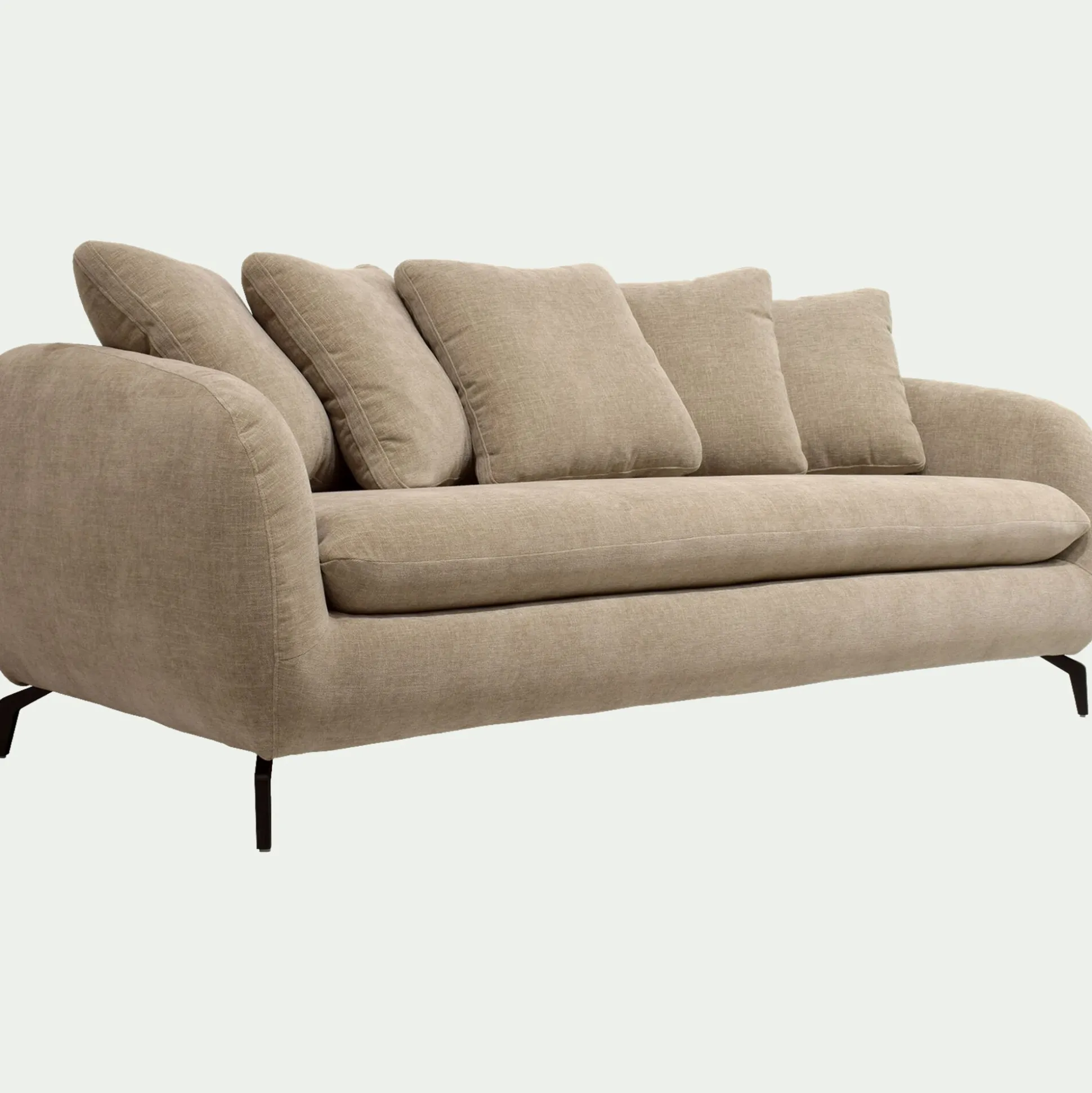 Canapé 3 places convertible en tissu doux tramé - beige