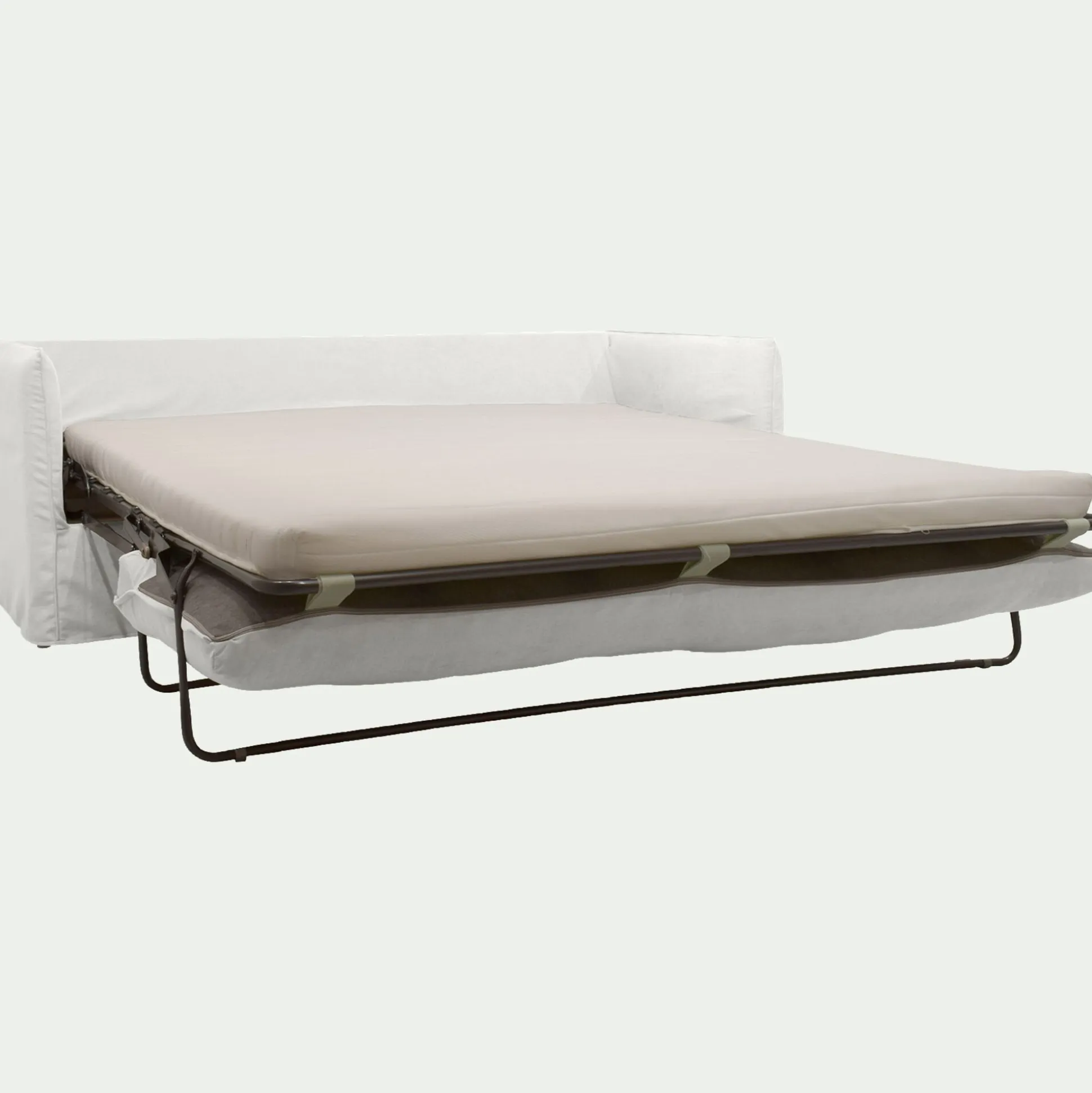 Canapé 4 places convertible en tissu wind - blanc écru
