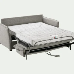 Canapé 4 places convertible en tissu Stella avec matelas densité 25kg/m3 - gris moyen