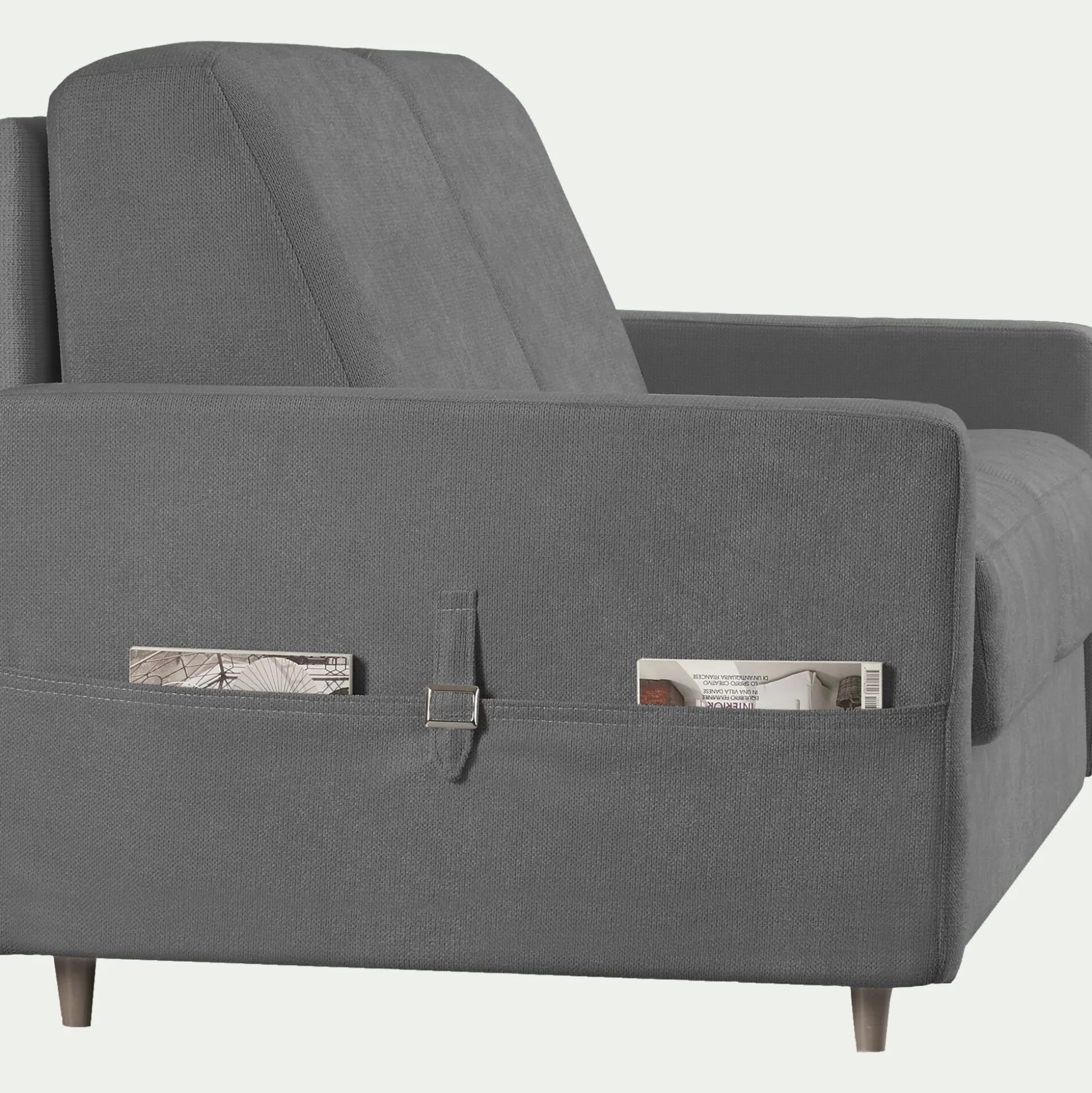 Canapé 4 places convertible en tissu Sogno densité 35kg/m3 - gris restanque
