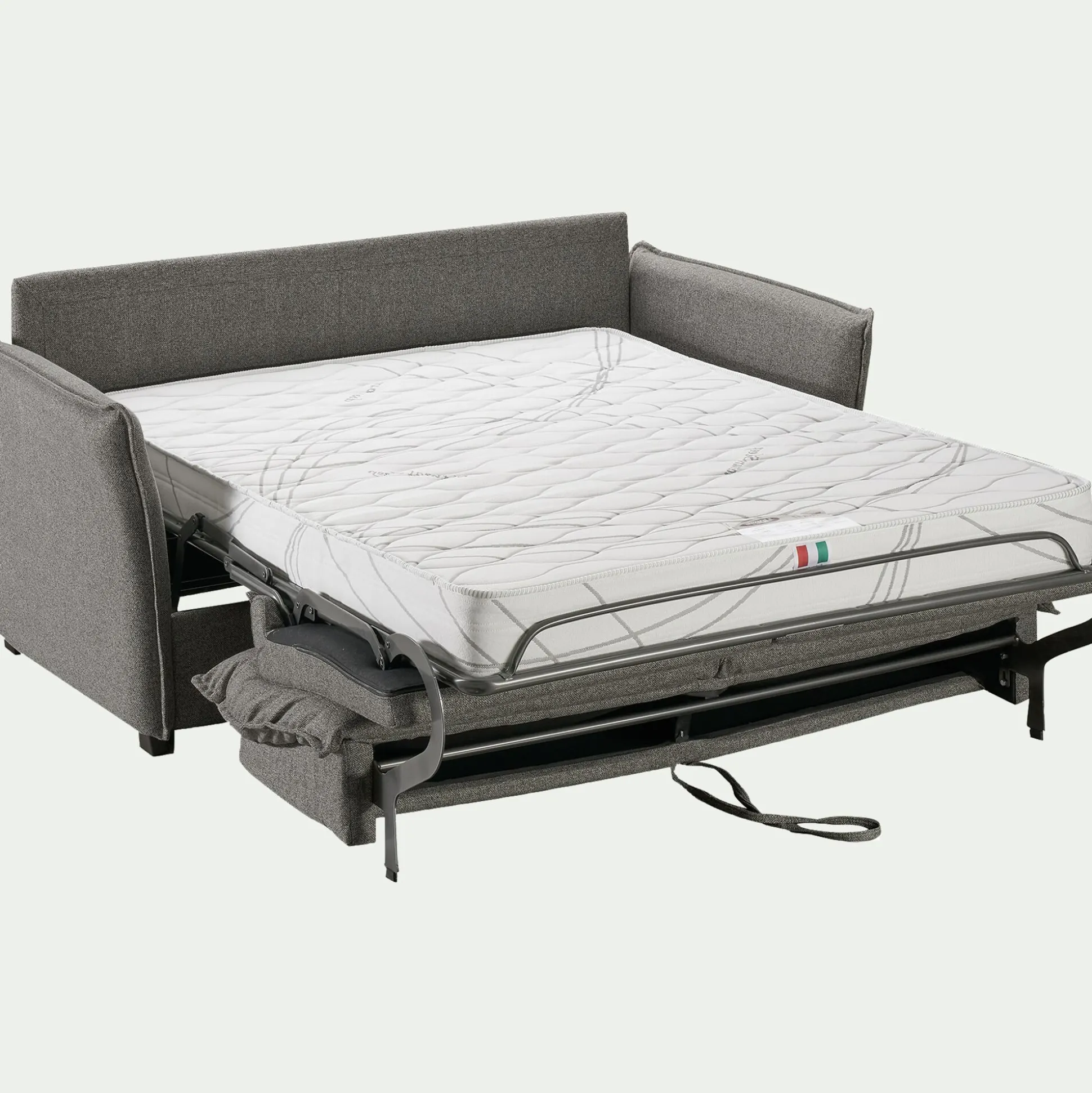 Canapé 4 places convertible en tissu Sogno avec matelas densité 35kg/m3 - gris anthracite