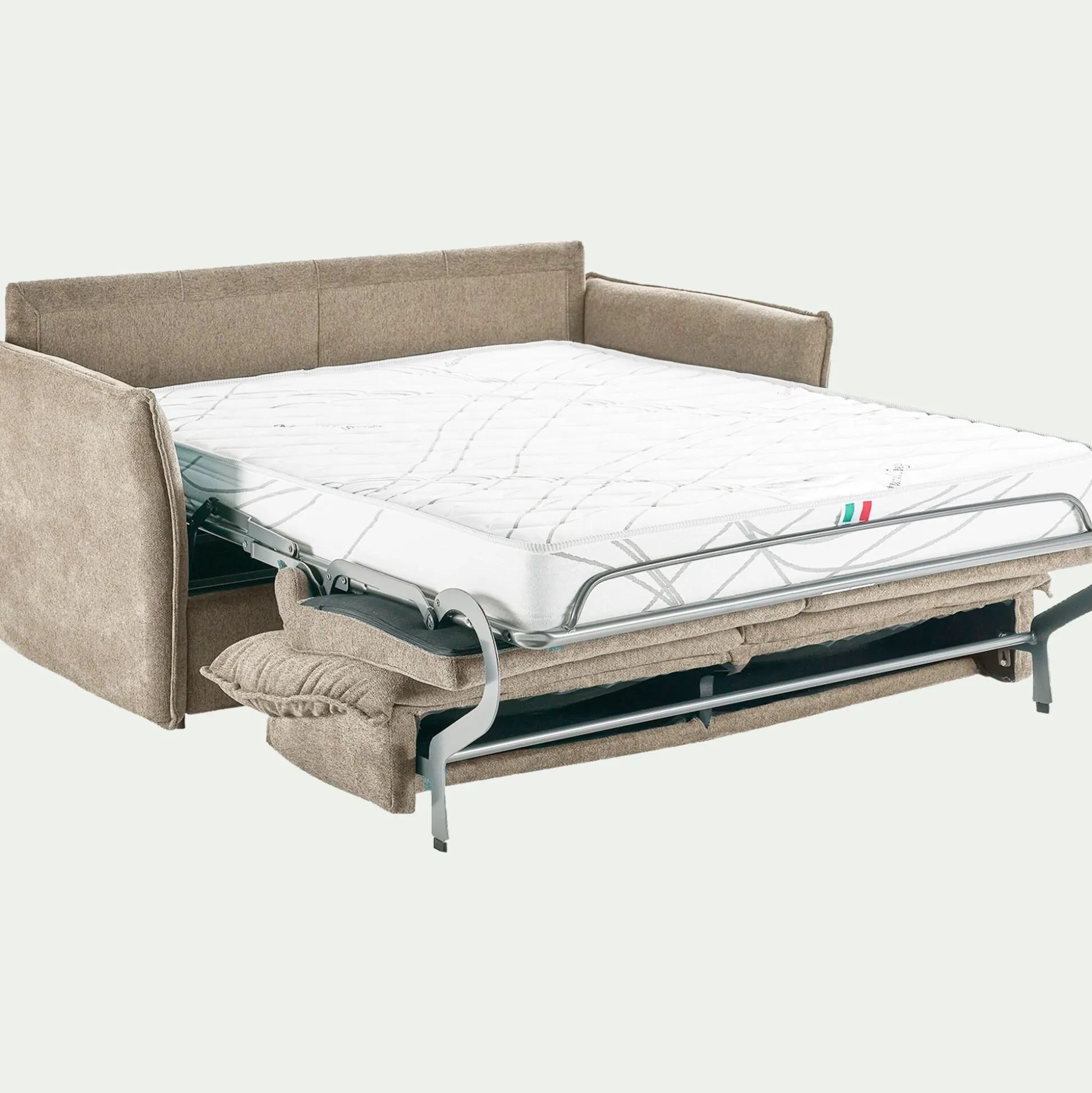 Canapé 4 places convertible en tissu avec matelas densité 35kg/m3 - beige roucas