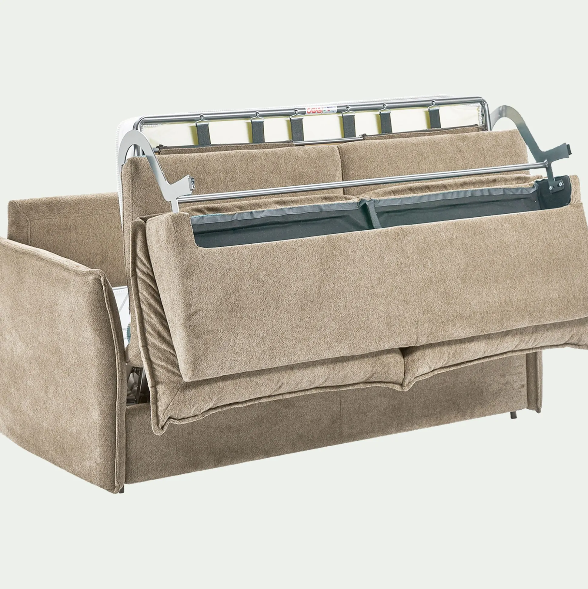 Canapé 4 places convertible en tissu avec matelas densité 35kg/m3 - beige roucas