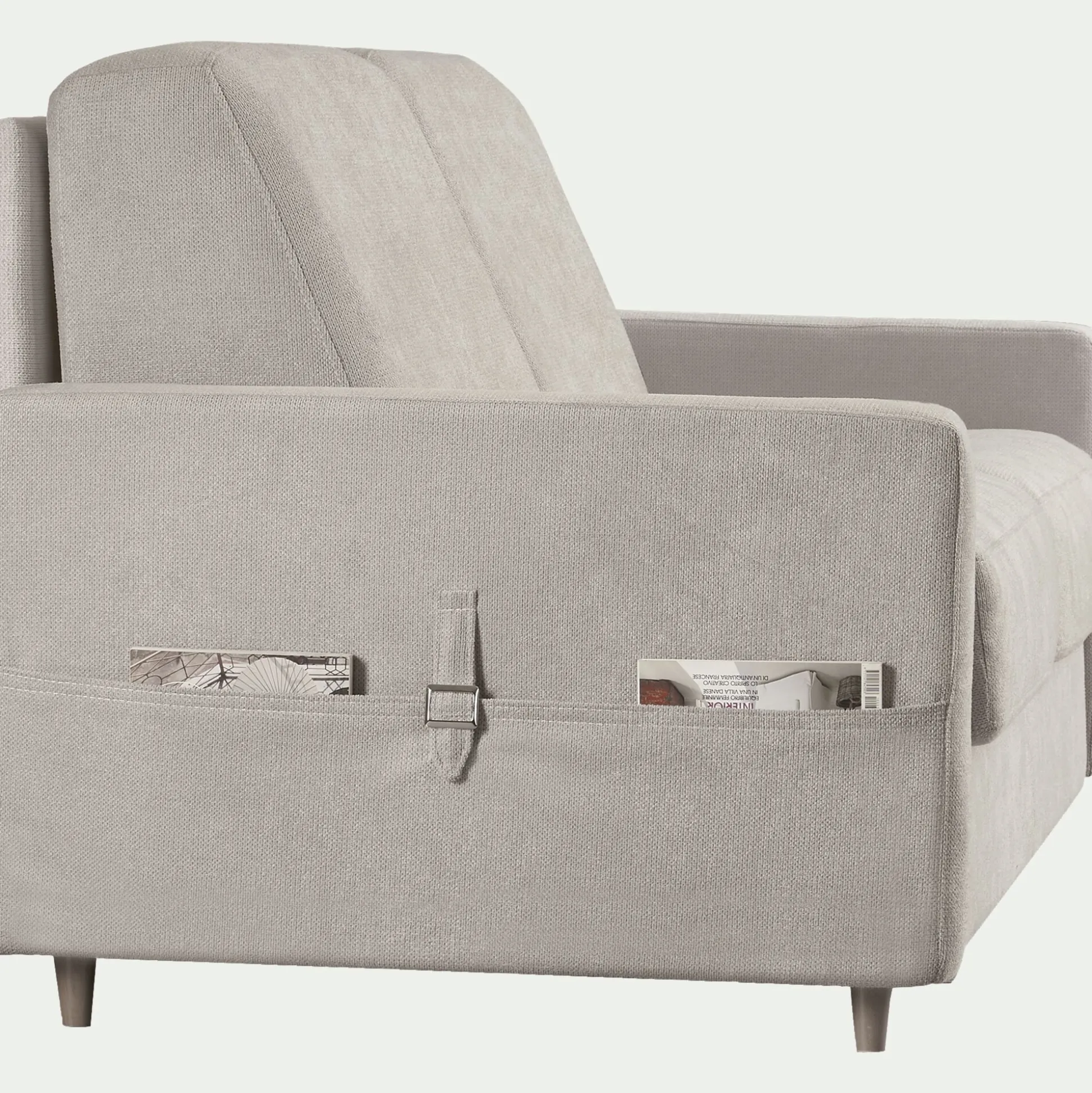 Canapé 4 places convertible en tissu Stella densité 25kg/m3 - beige roucas