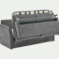 Canapé 4 places convertible en tissu avec matelas densité 35kg/m3 - gris restanque