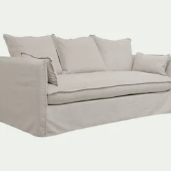 Canapé 3 places convertible en tissu wind - beige alpilles