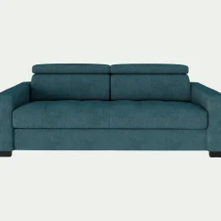 Canapé 3 places convertible matelas Bultex en tissu monclar avec accoudoirs 20cm - bleu niolon