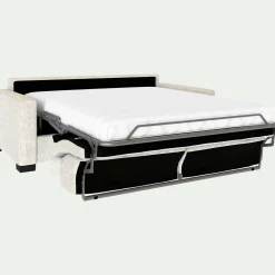 Canapé 3 places convertible matelas Bultex en tissu genesis avec accoudoirs 15cm - blanc ventoux