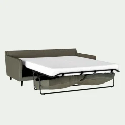 Canapé 3 places convertible tissu mixte - vert cèdre