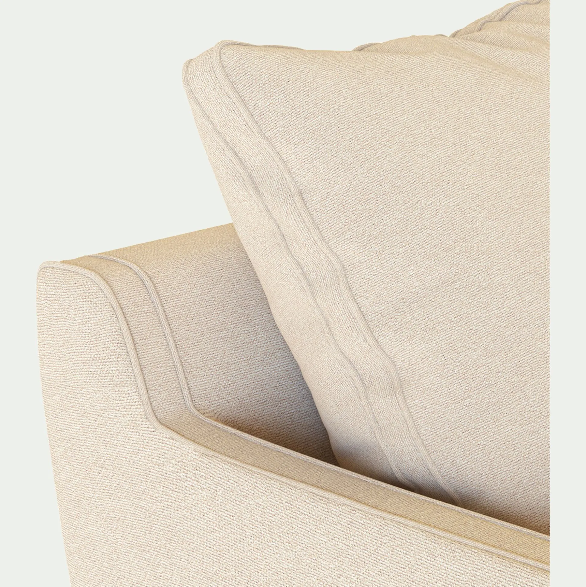 Canapé 2 places droit convertible matelas Bultex en tissu joint - beige roucas