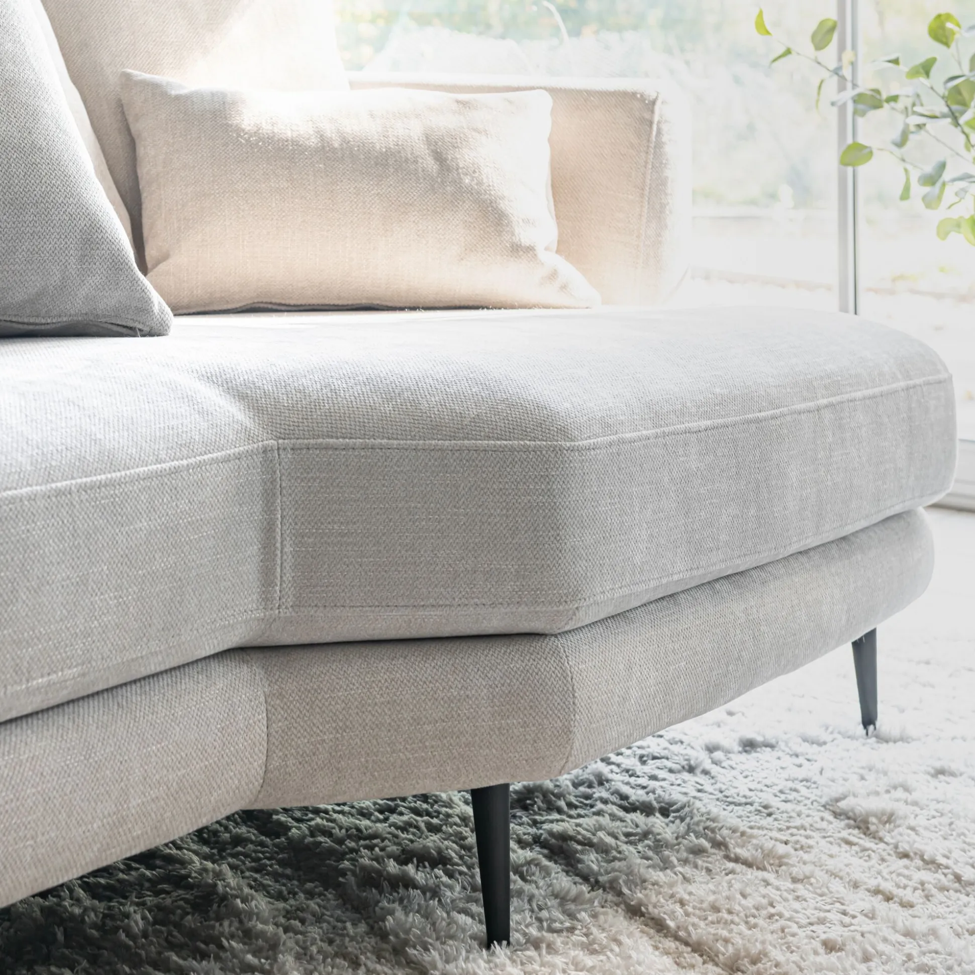 Canapé 5 places fixe droit en tissu cannes - beige roucas