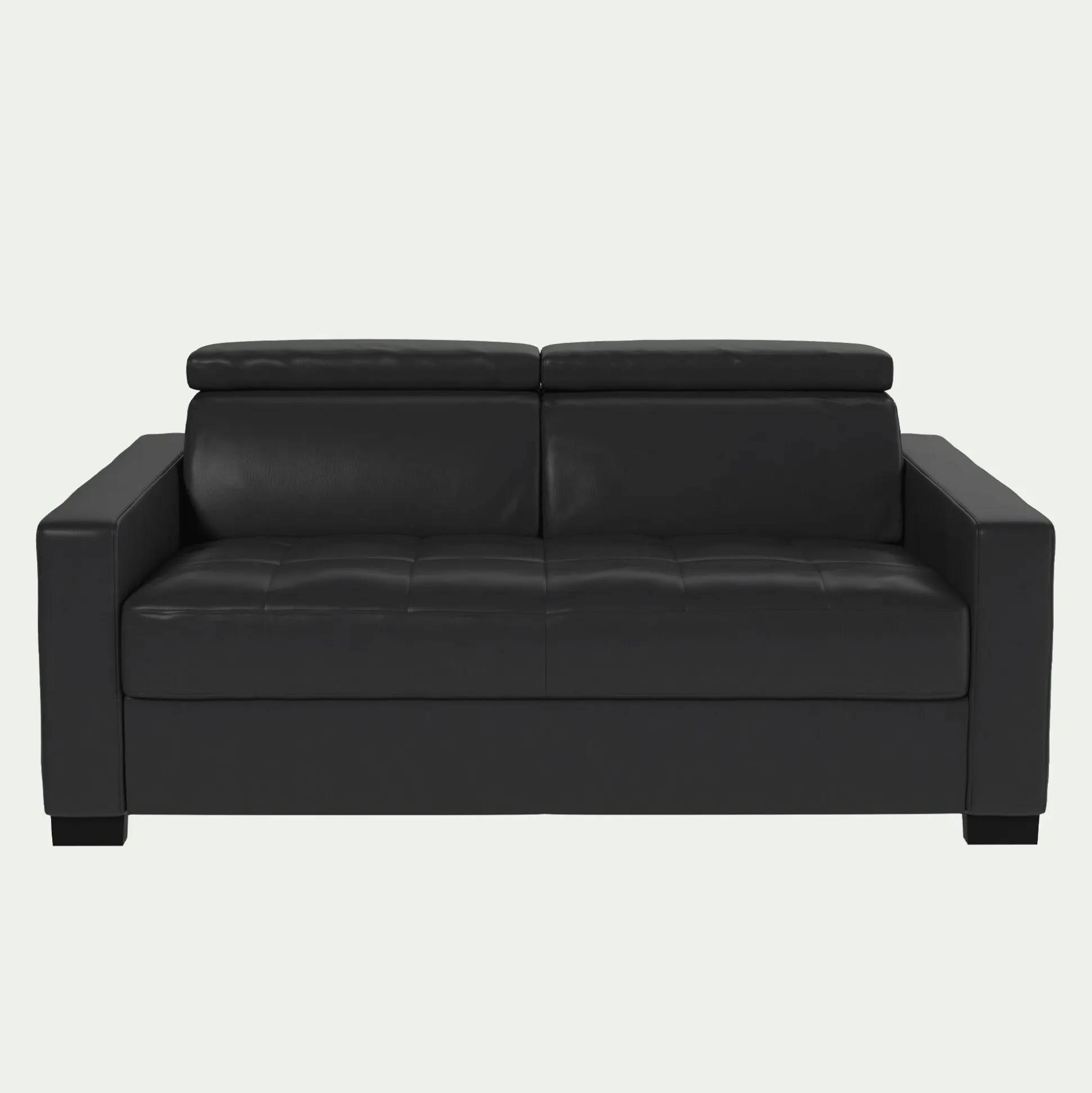 Canapé 2 places fixe en cuir avec accoudoirs 15cm - brun terre d'ombre
