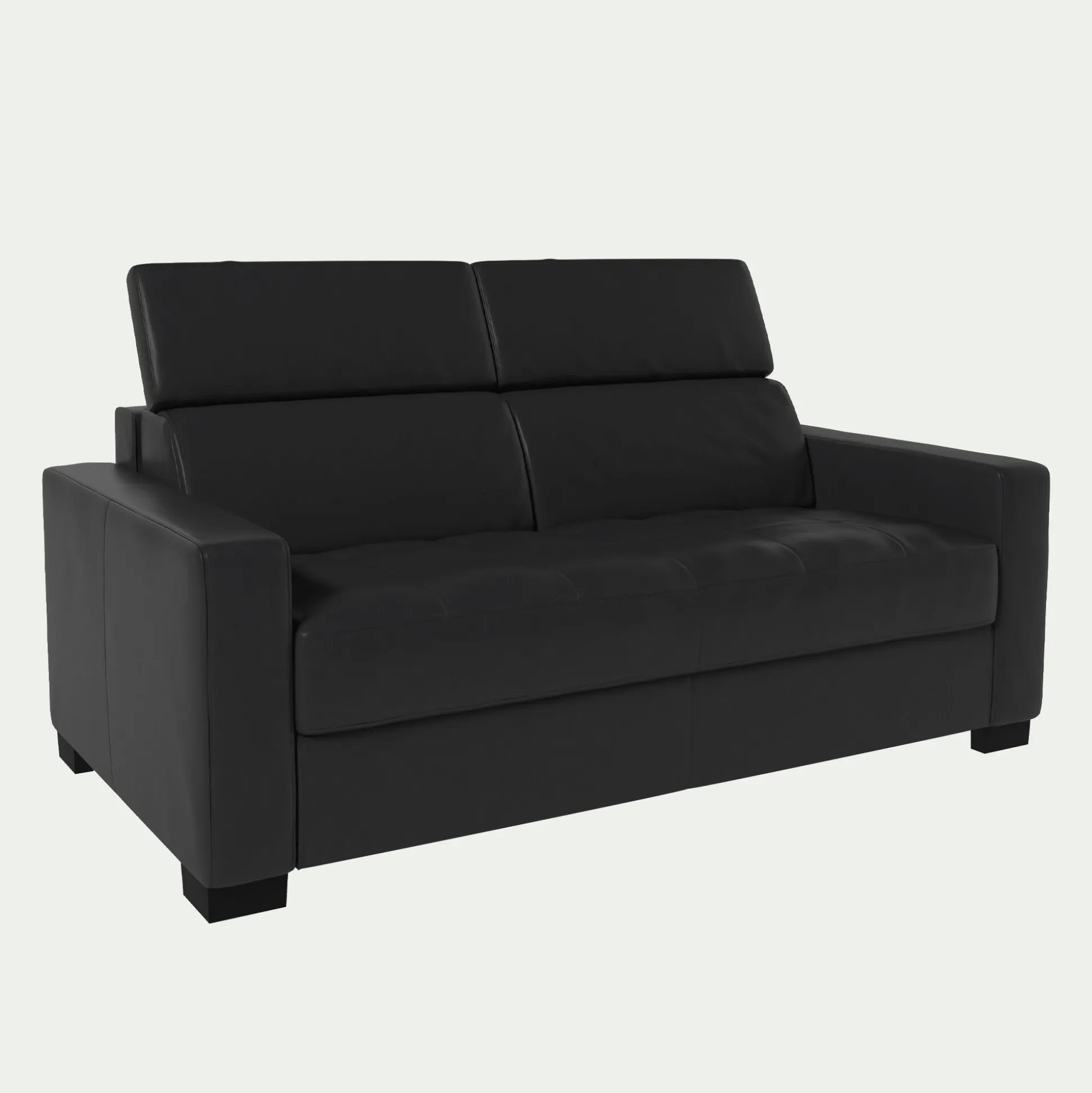 Canapé 2 places fixe en cuir avec accoudoirs 15cm - brun terre d'ombre