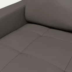 Canapé 2 places fixe en cuir avec accoudoirs 15cm - taupe