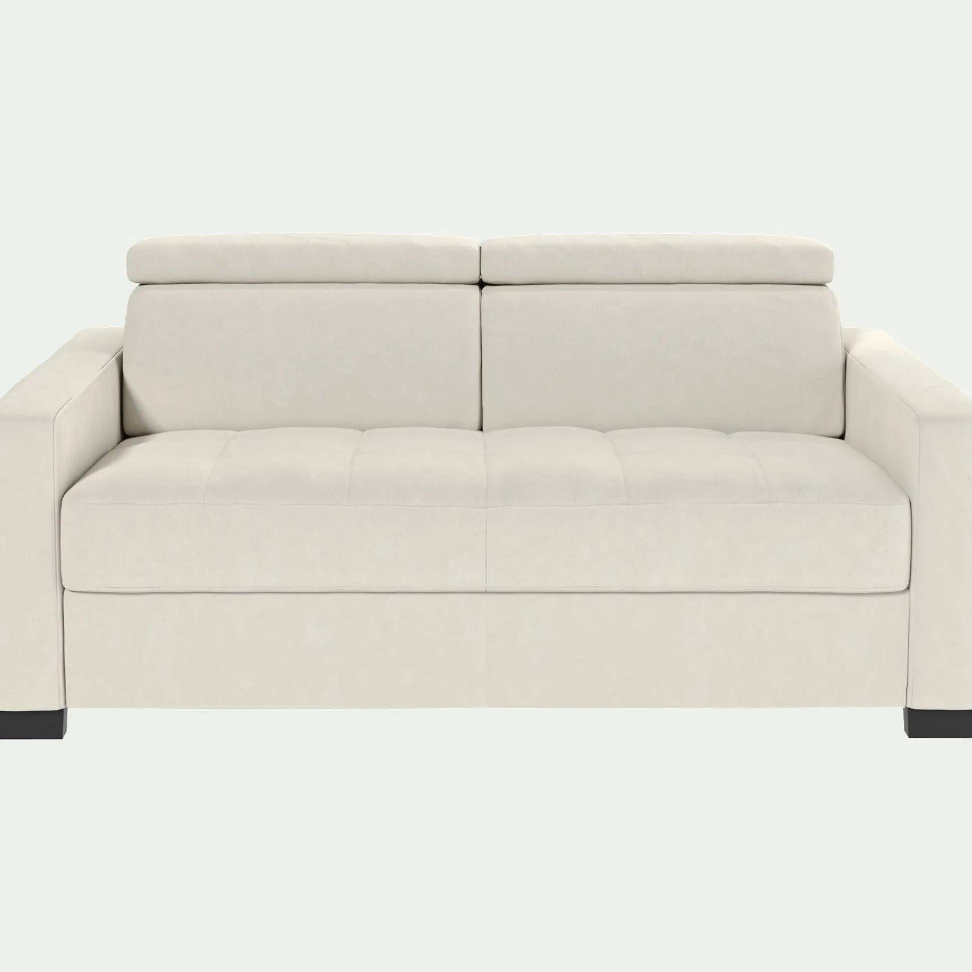 Canapé 2 places fixe en cuir avec accoudoirs 15cm - blanc