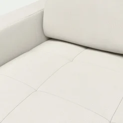 Canapé 2 places fixe en cuir avec accoudoirs 15cm - blanc