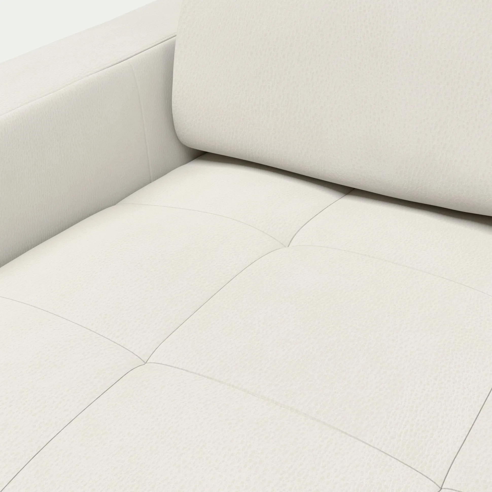 Canapé 2 places fixe en cuir avec accoudoirs 15cm - blanc
