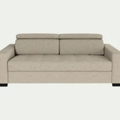 Canapé 3 places fixe en pop avec accoudoirs 20cm - beige