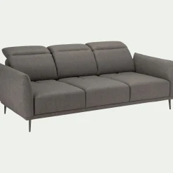 Canapé 4 places fixe en tissu avec fonction avance-recul - gris restanque