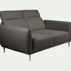 Canapé 2 places fixe en tissu avec fonction avance-recul - gris restanque