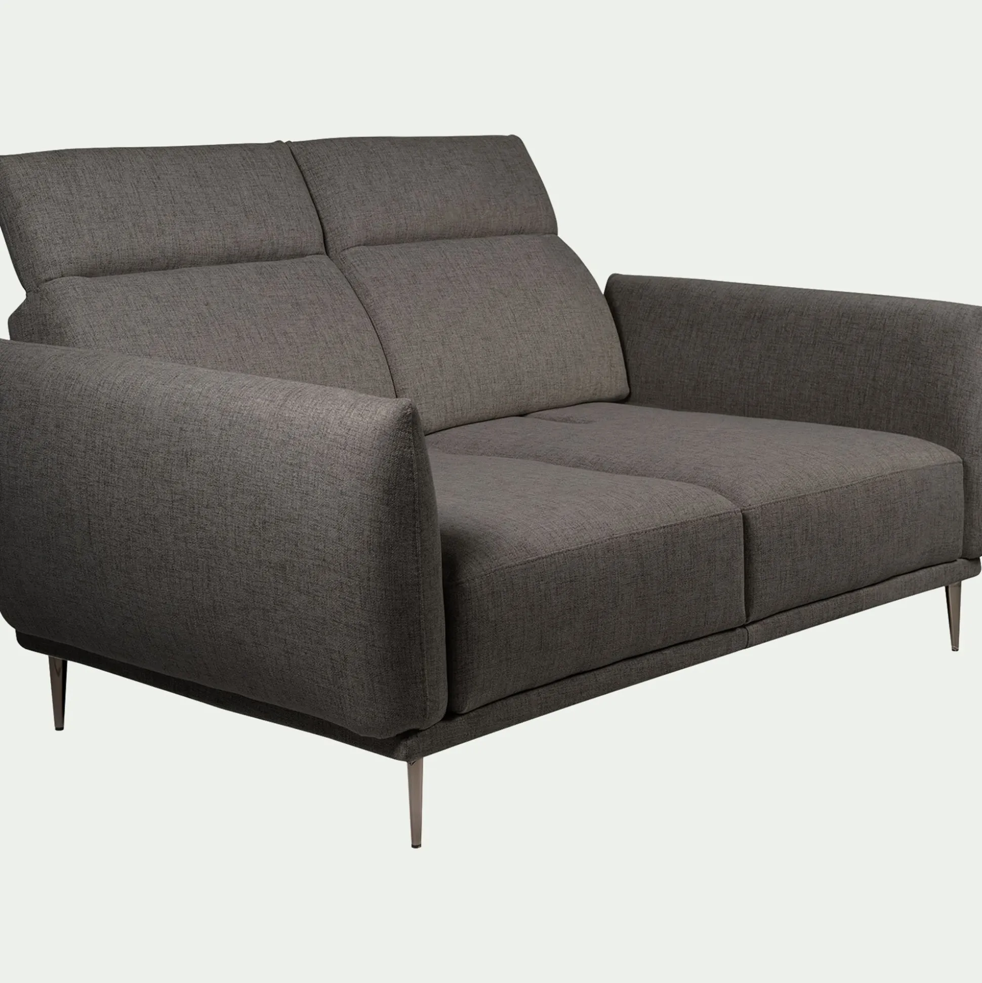 Canapé 2 places fixe en tissu avec fonction avance-recul - gris restanque