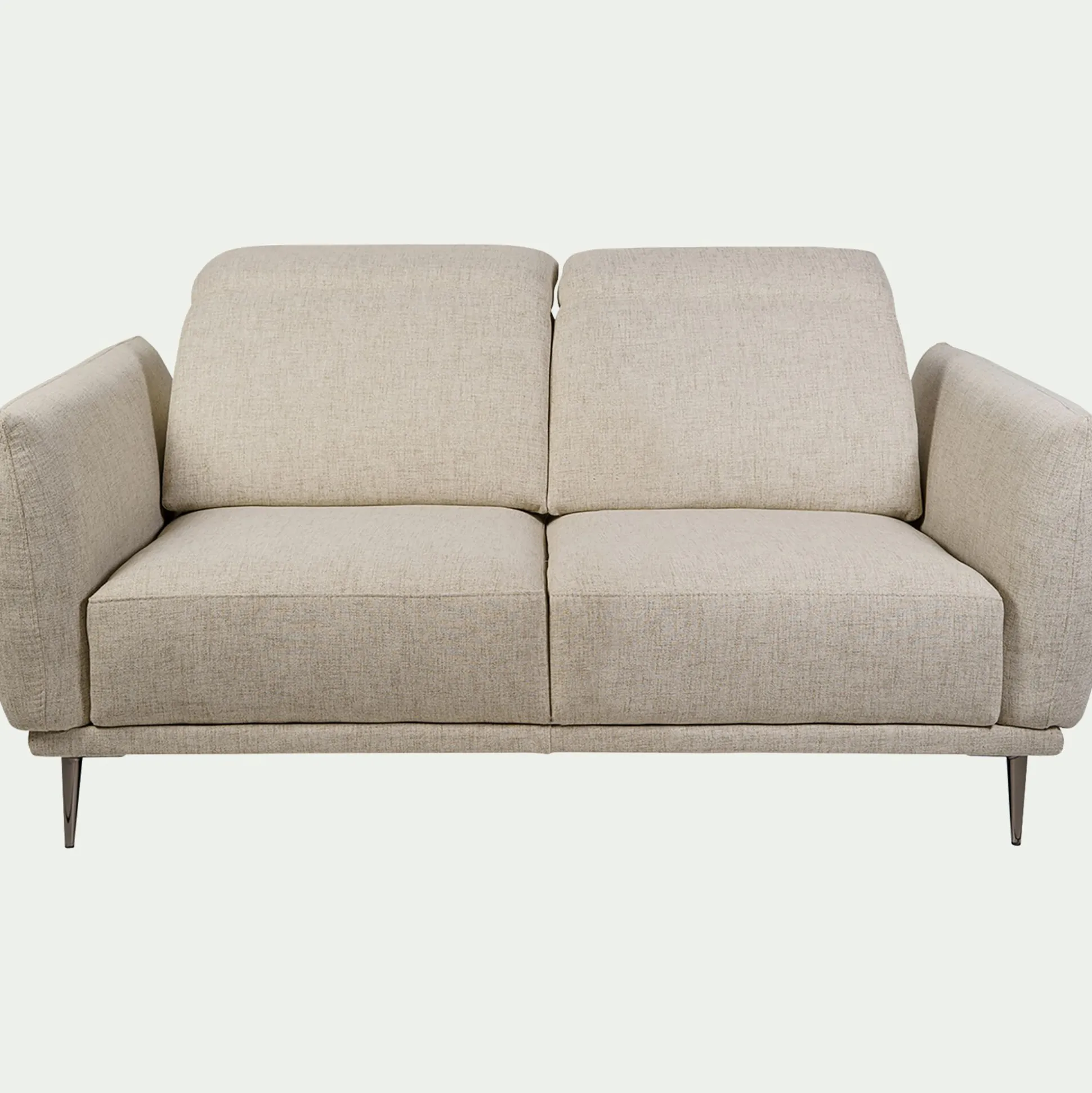 Canapé 2 places fixe en tissu avec fonction avance-recul - beige roucas