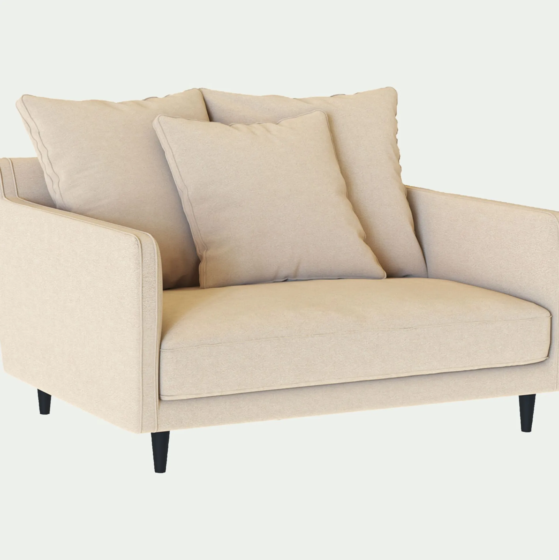 Canapé 1.5 places fixe en tissu - beige roucas