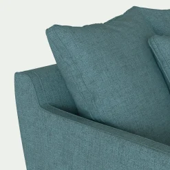 Canapé 1,5 places fixe en tissu - bleu niolon
