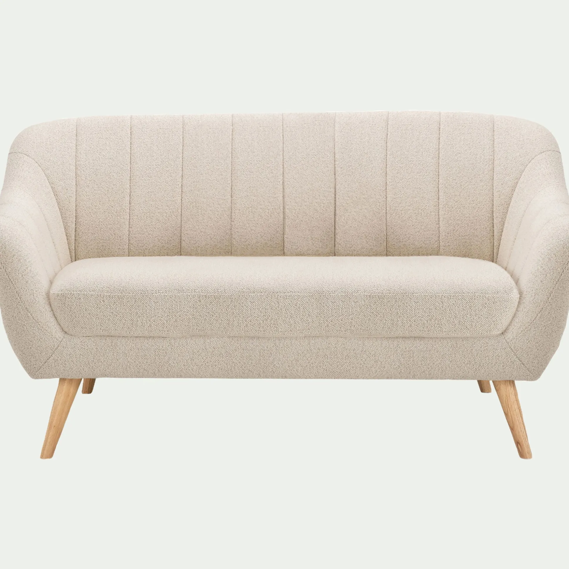 Canapé 2 places fixe en tissu bouclette monza - beige