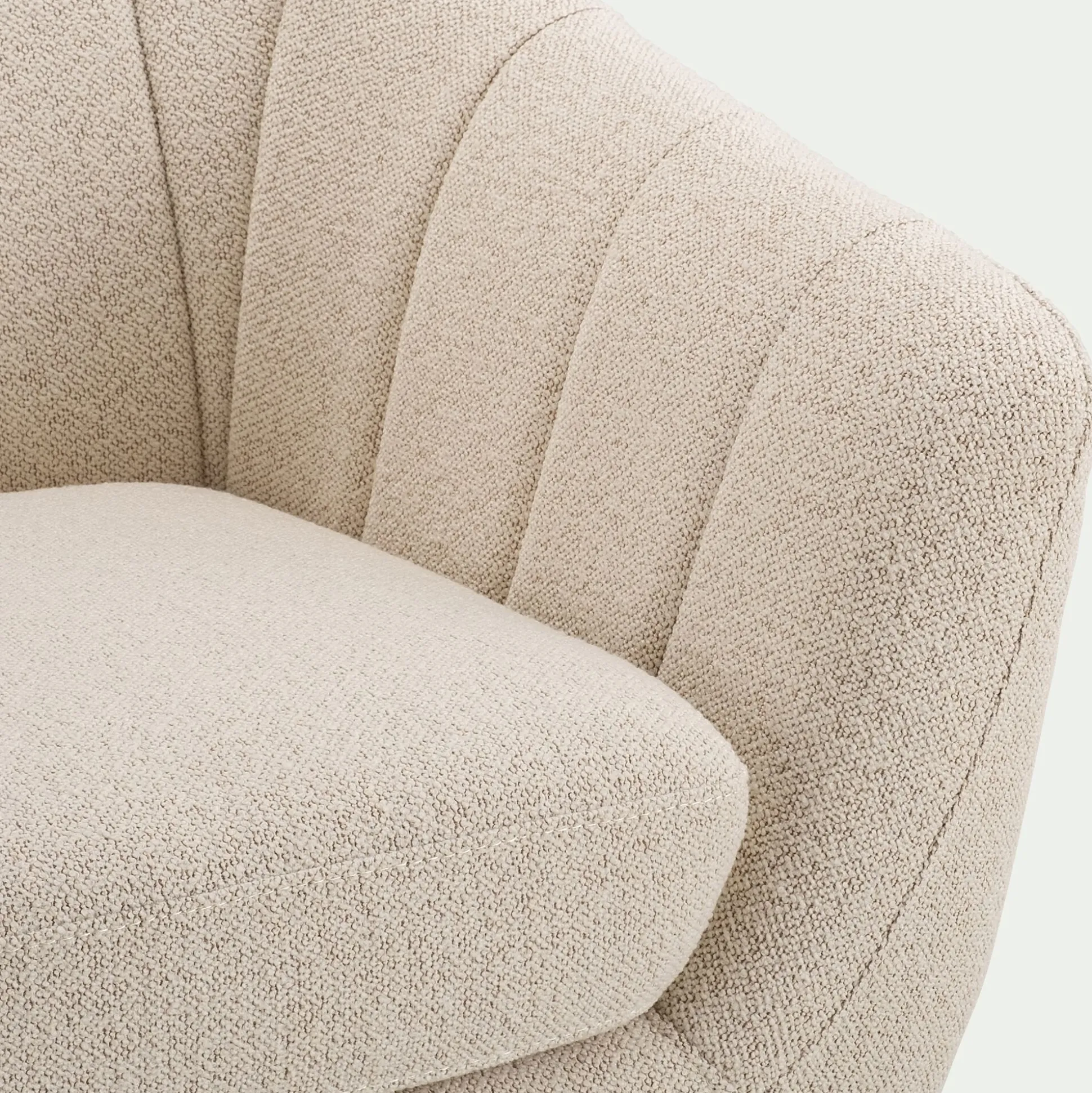 Canapé 2 places fixe en tissu bouclette monza - beige