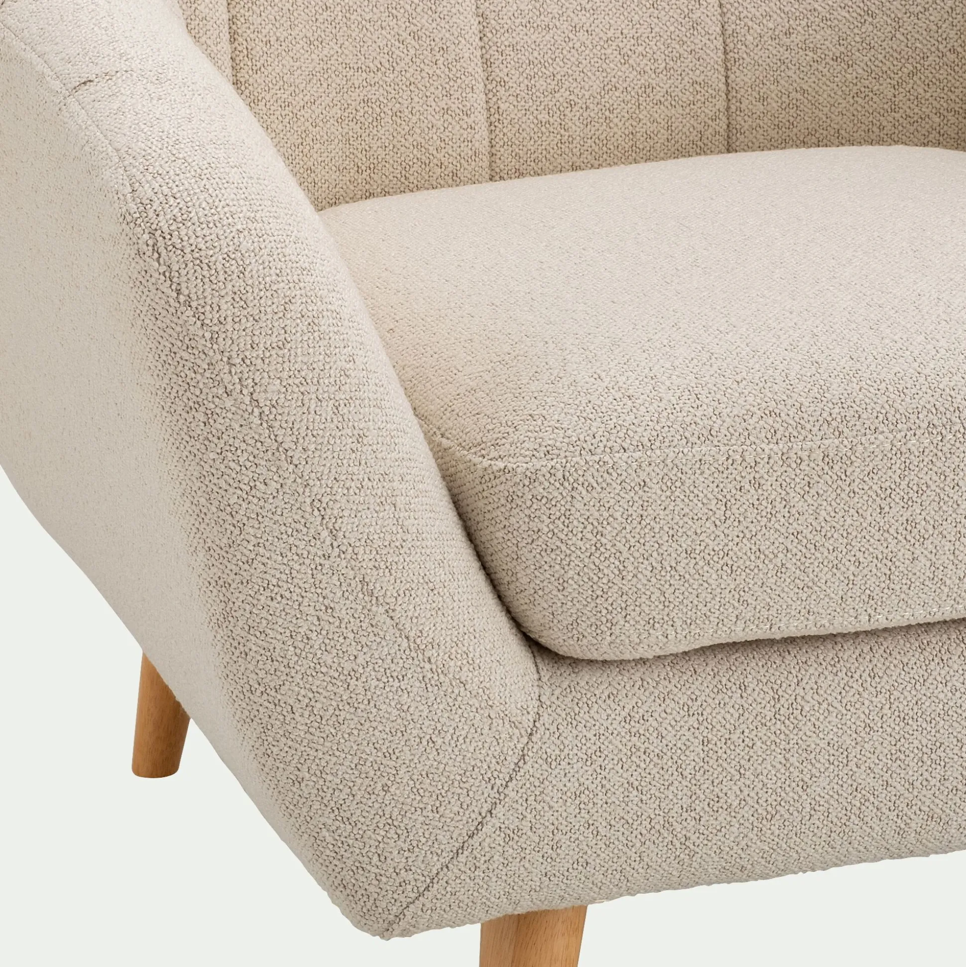 Canapé 2 places fixe en tissu bouclette monza - beige