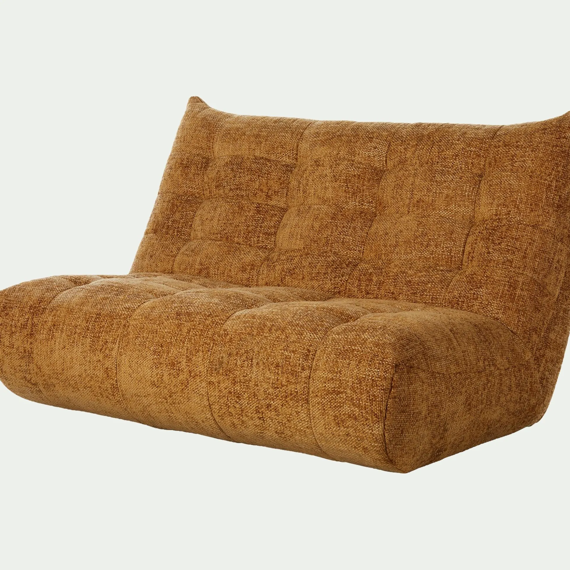 Canapé 3 places fixe en tissu chenille - jaune argan