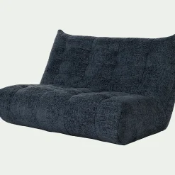 Canapé 3 places fixe en tissu chenille - bleu marine
