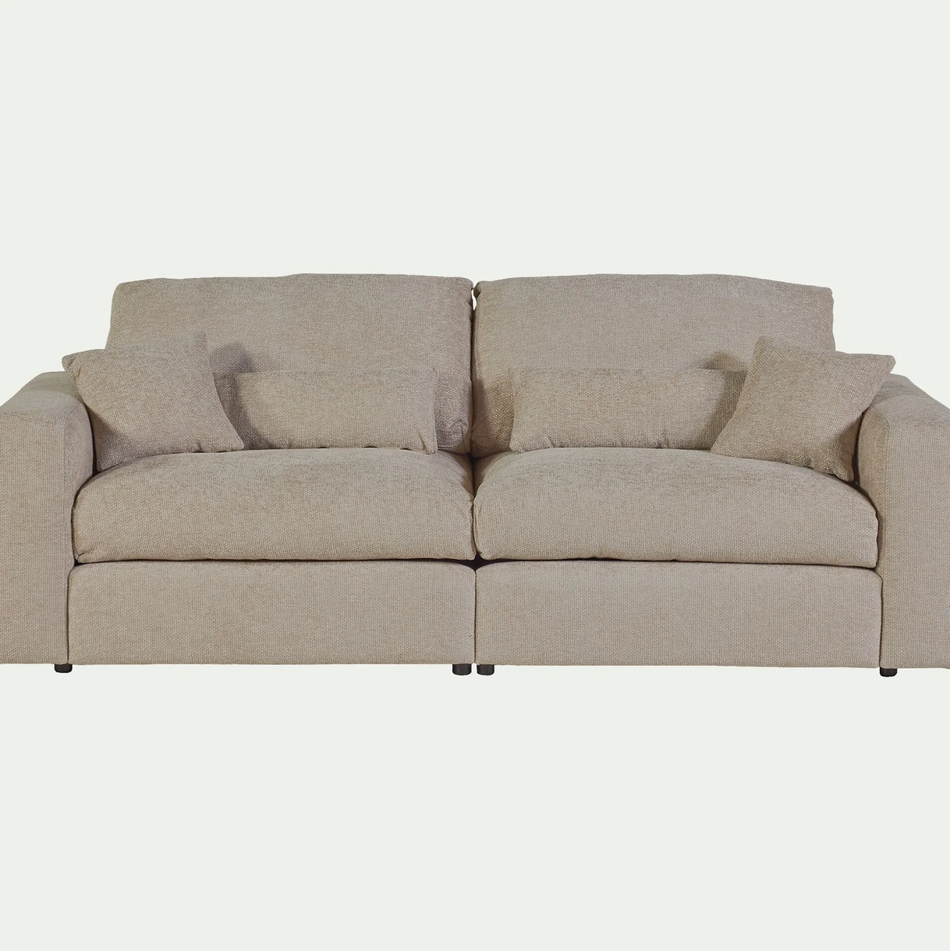 Canapé 5 places fixe en tissu chenille Benjo - beige roucas