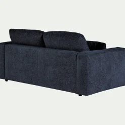 Canapé 3 places fixe en tissu chenille Benjo - bleu marine