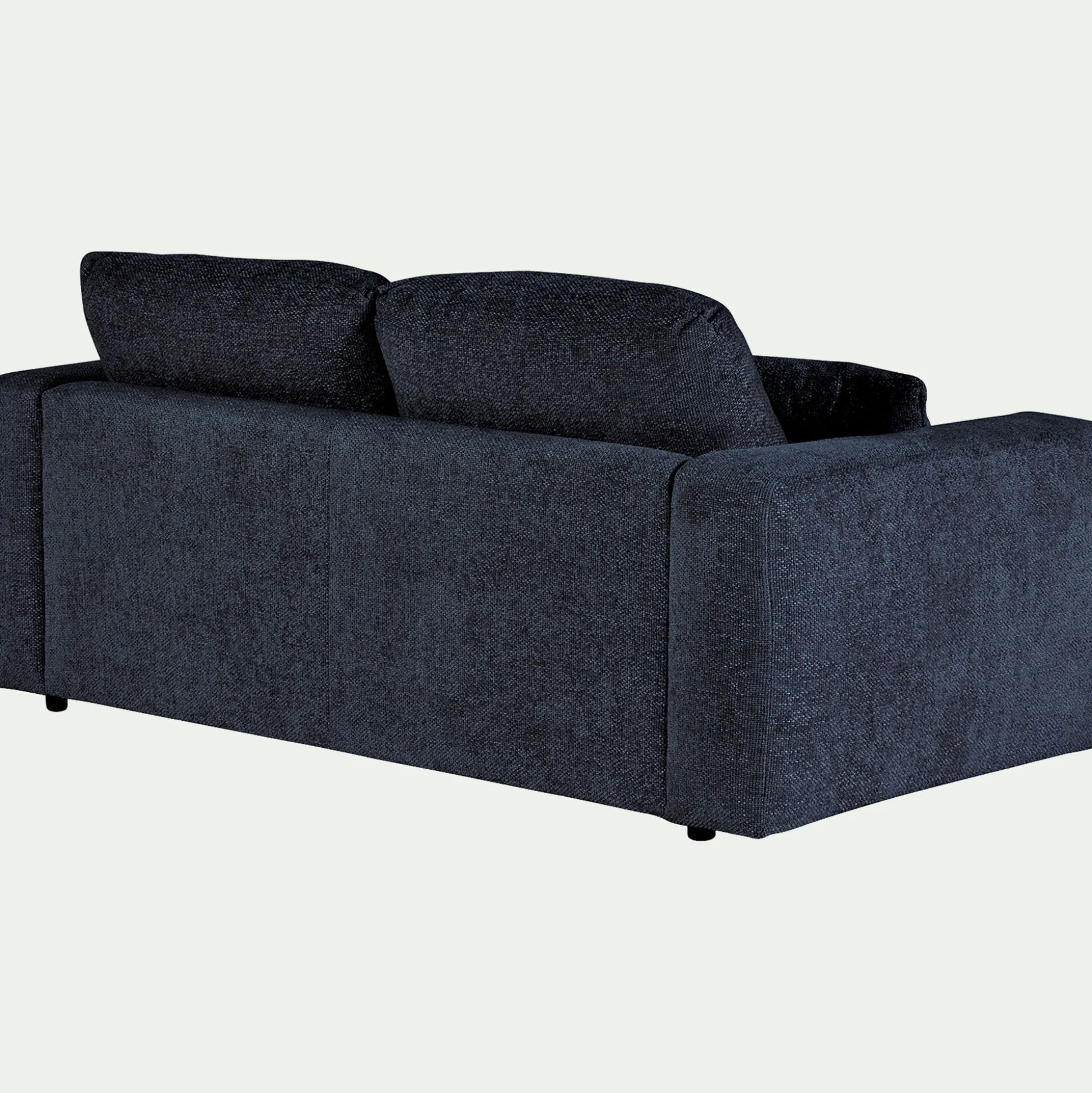 Canapé 3 places fixe en tissu chenille Benjo - bleu marine