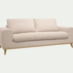 Canapé 3 places fixe en tissu crown - beige roucas