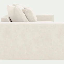 Canapé 2 places fixe en tissu doux tramé - beige