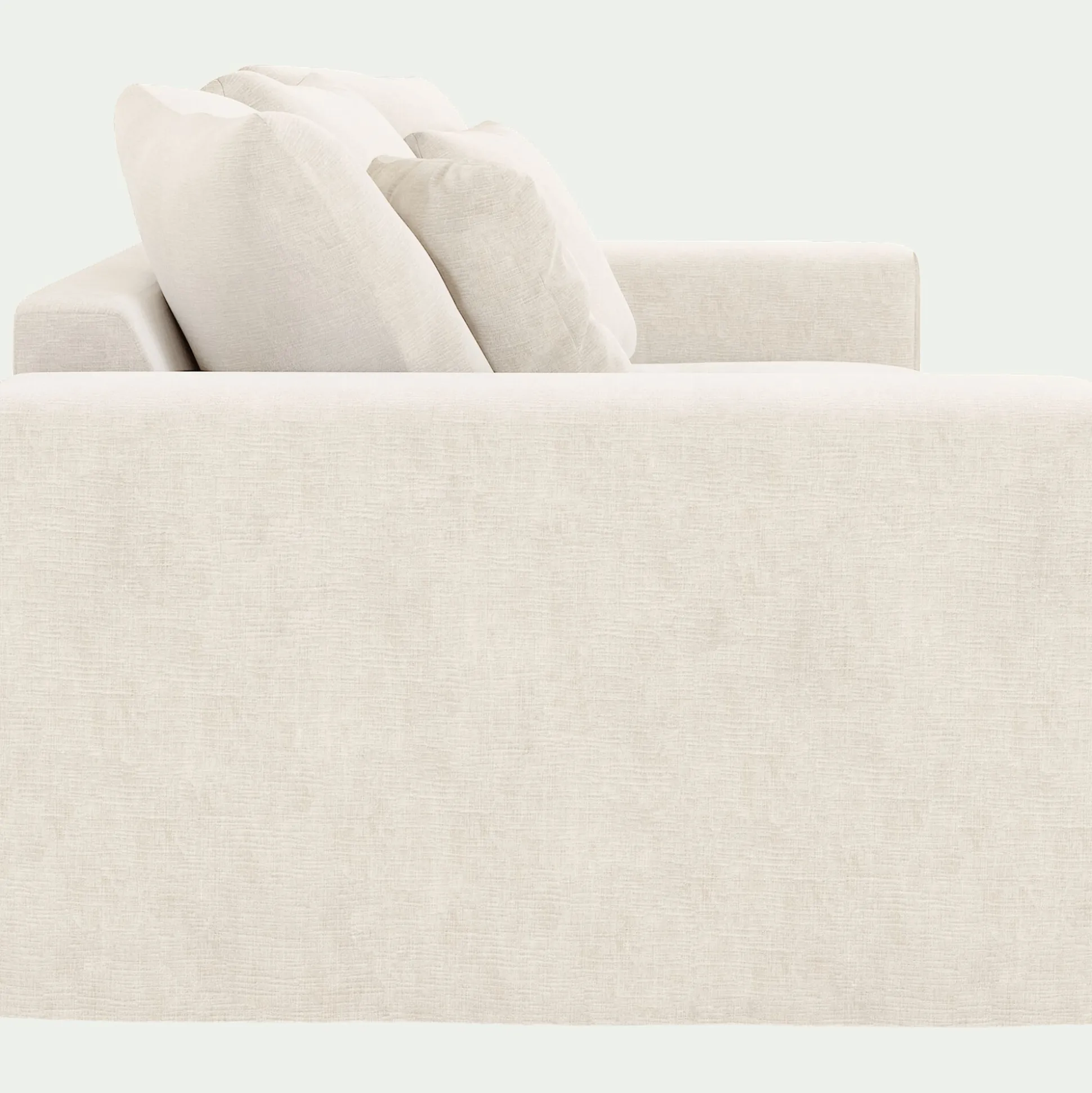 Canapé 2 places fixe en tissu doux tramé - beige