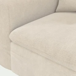 Canapé 3 places fixe en tissu doux tramé - beige