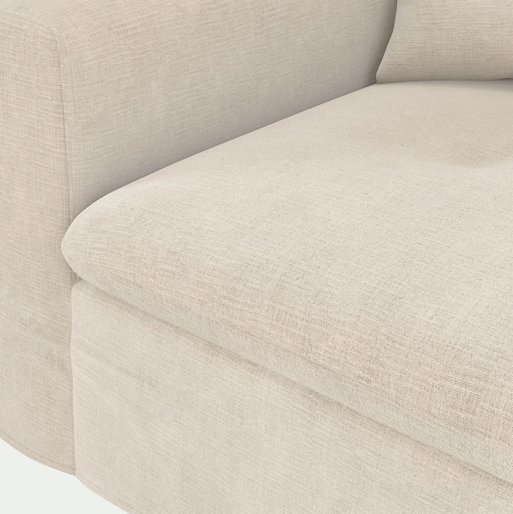 Canapé 4 places fixe en tissu doux tramé - beige