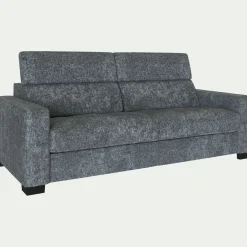 Canapé 3 places fixe en tissu Genesis avec accoudoirs 20cm - gris ardoise