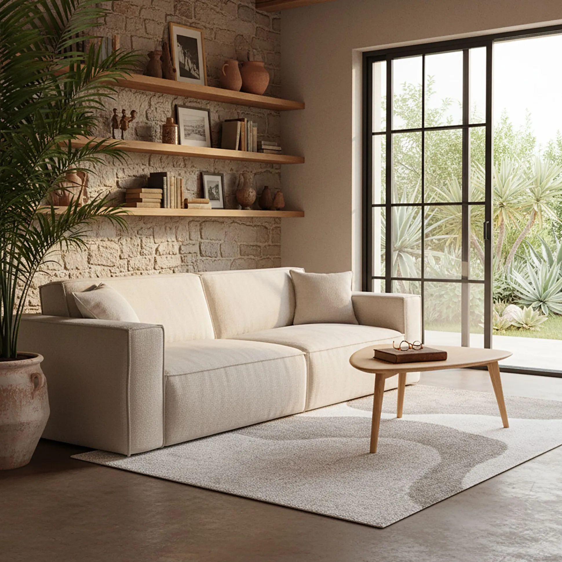 Canapé 4 places fixe en tissu Genesis - beige