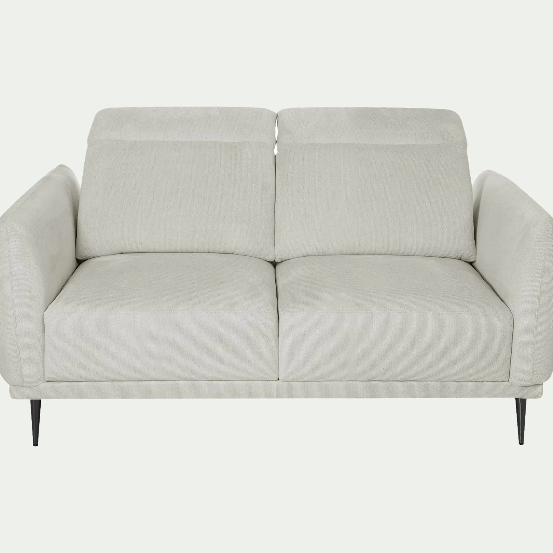 Canapé 2 places fixe en tissu memphis avec fonction avance-recul - beige roucas