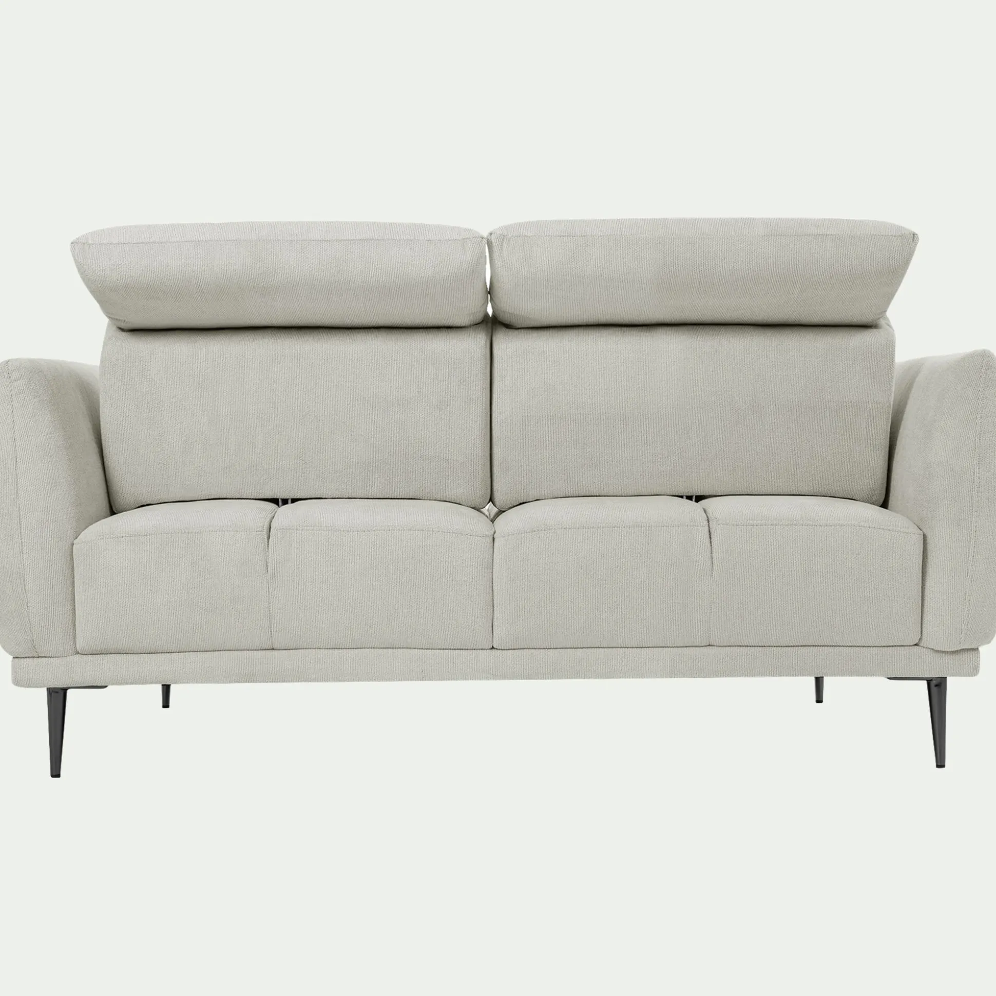 Canapé 2 places fixe en tissu memphis avec fonction avance-recul - beige roucas