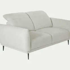 Canapé 2 places fixe en tissu memphis avec fonction avance-recul - beige roucas