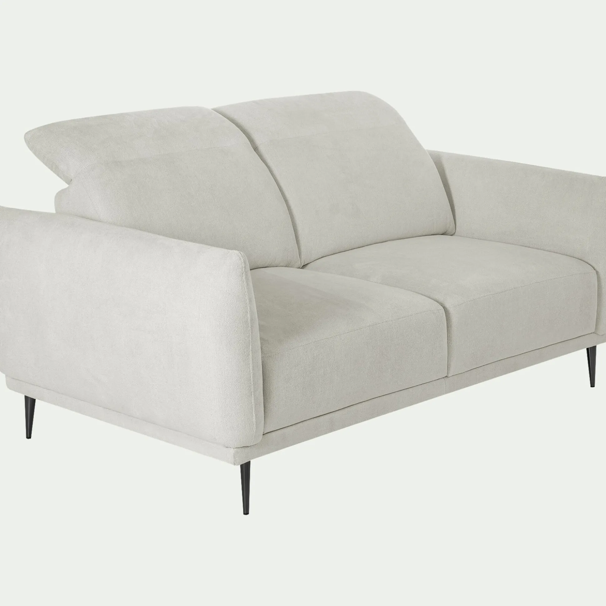 Canapé 2 places fixe en tissu memphis avec fonction avance-recul - beige roucas