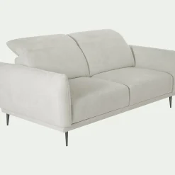 Canapé 3 places fixe en tissu memphis avec fonction avance-recul - beige roucas