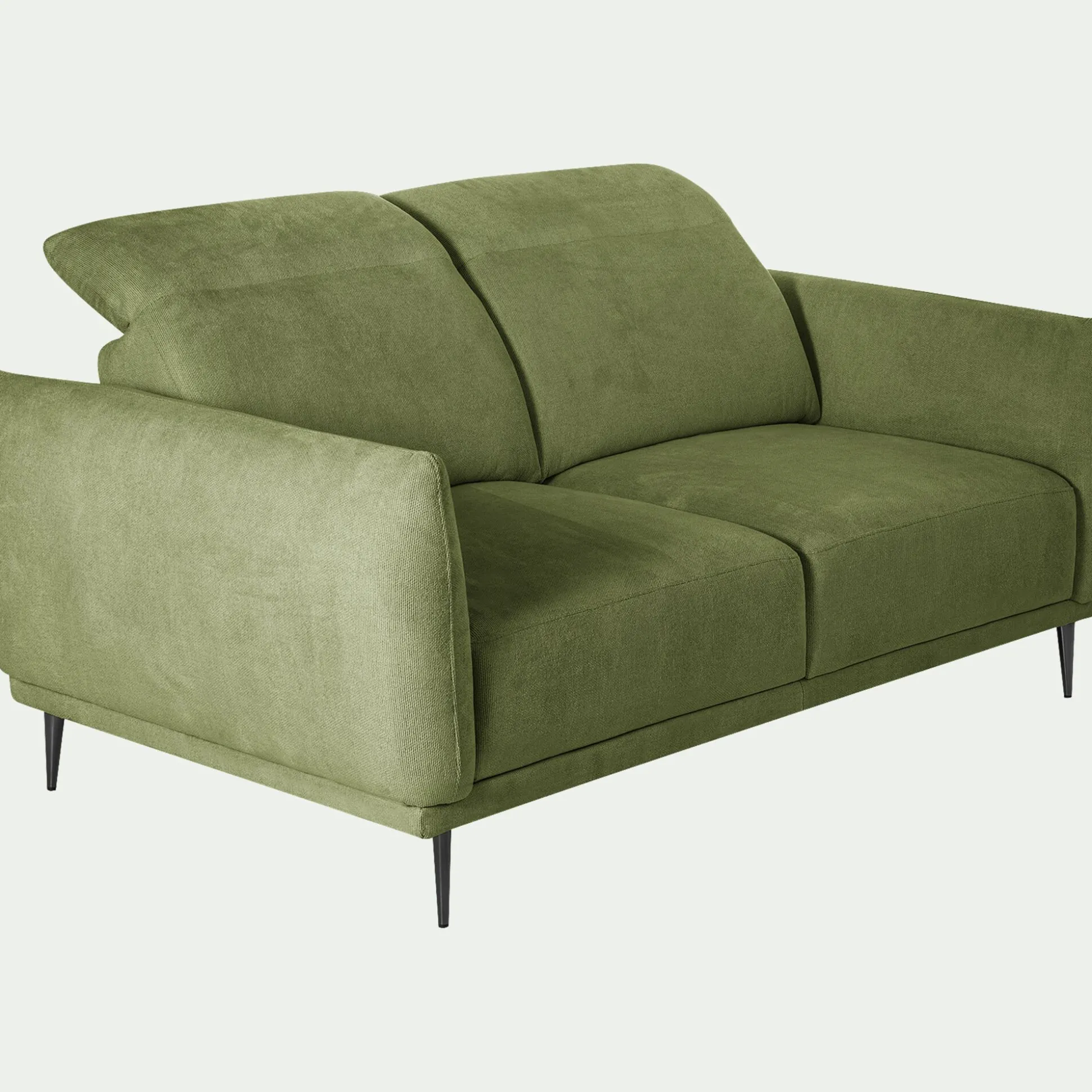 Canapé 2 places fixe en tissu memphis avec fonction avance-recul - vet cèdre